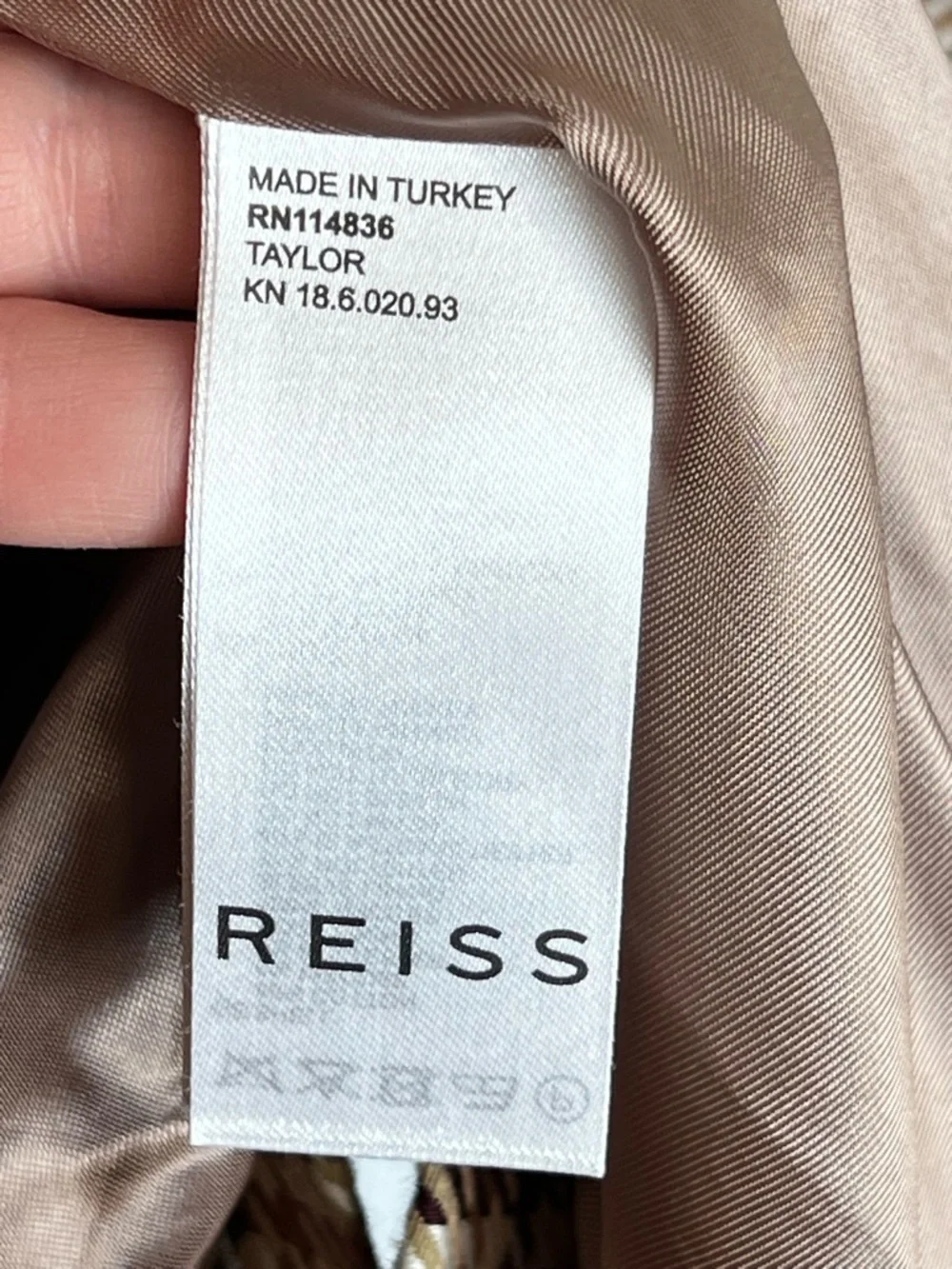 Reiss Italian Fabric Houndstooth Blazer Structured Jacket 8 - Picture 3 of 5